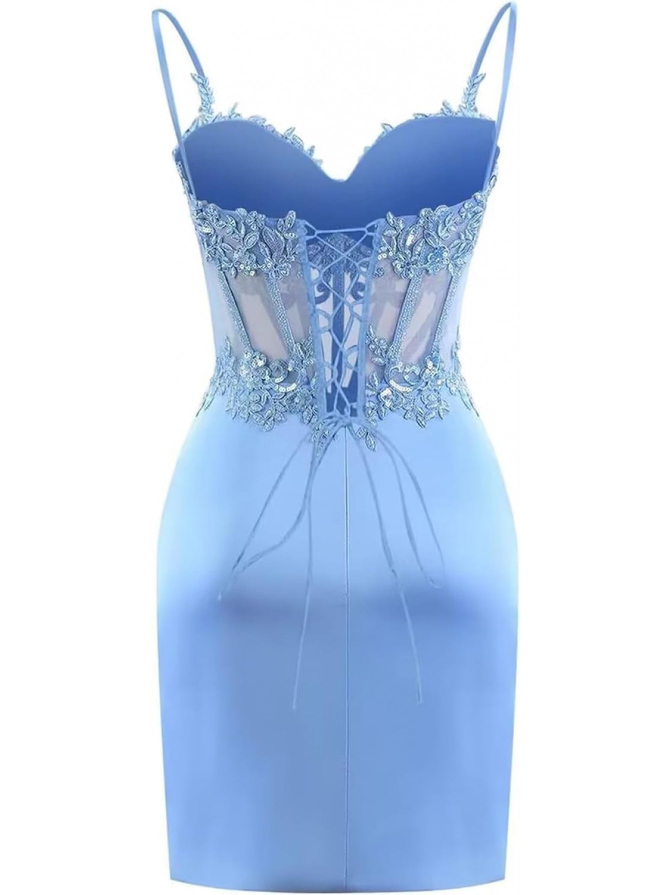 BUCHUCA Teen Homecoming Dress – Lace Applique Corset Satin Mini Cocktail Dress