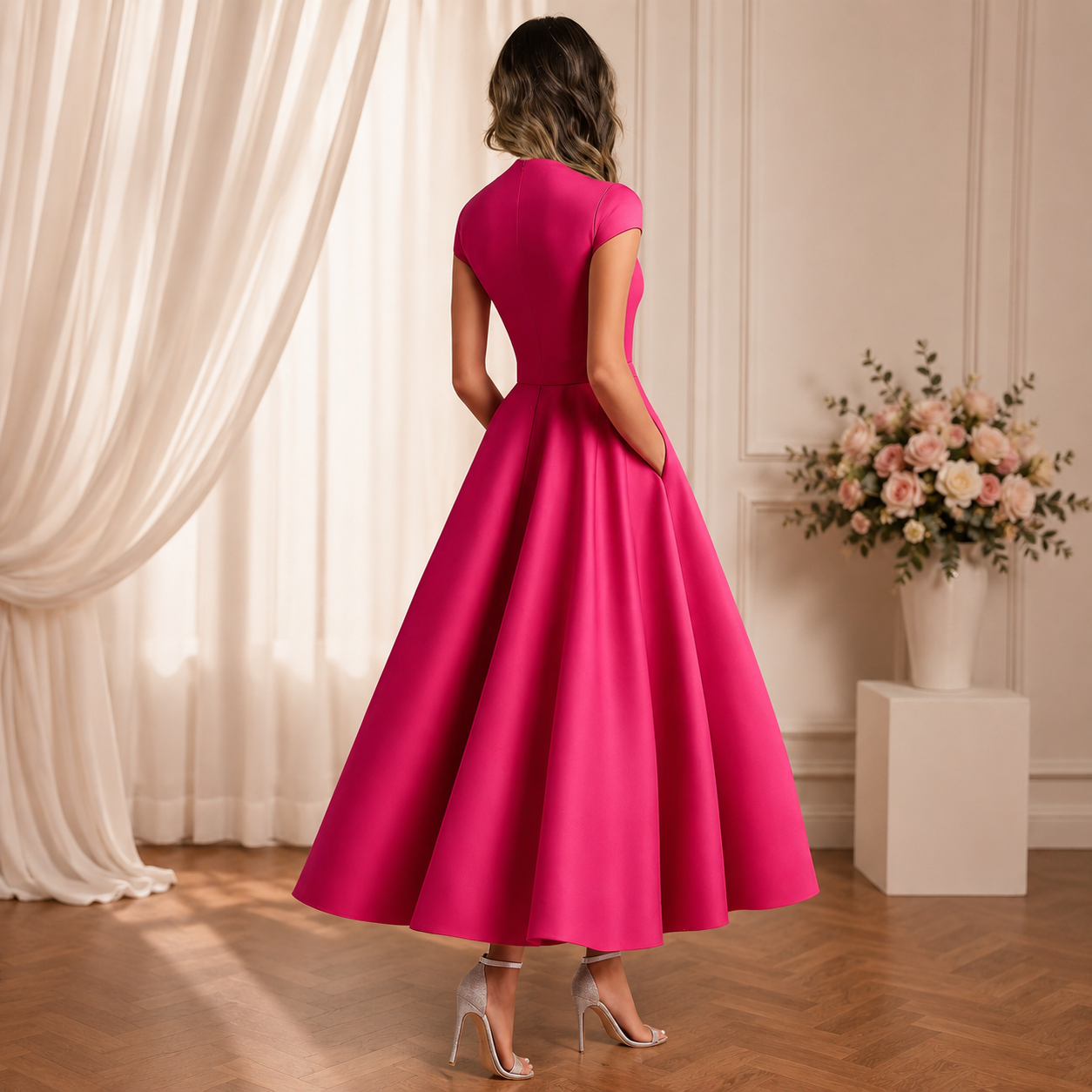 BUCHUCA Evelyn Satin Ruffle Gown