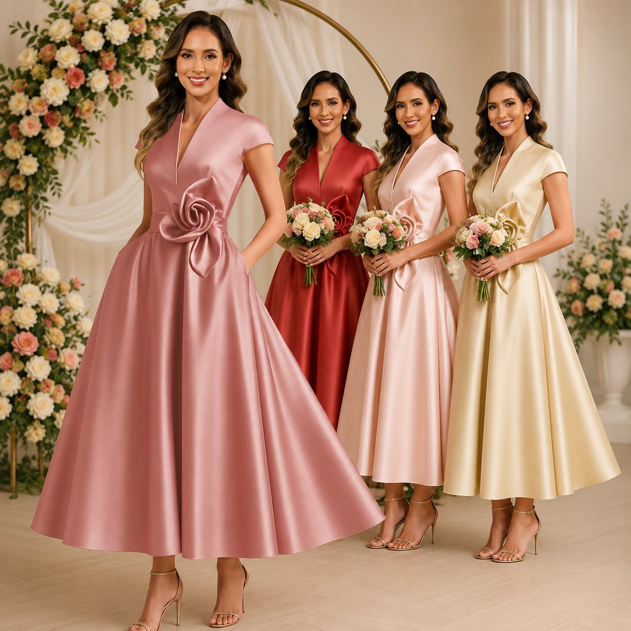 BUCHUCA Evelyn Satin Ruffle Gown