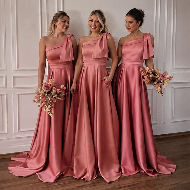 BUCHUCA Celeste One-Shoulder Satin Gown