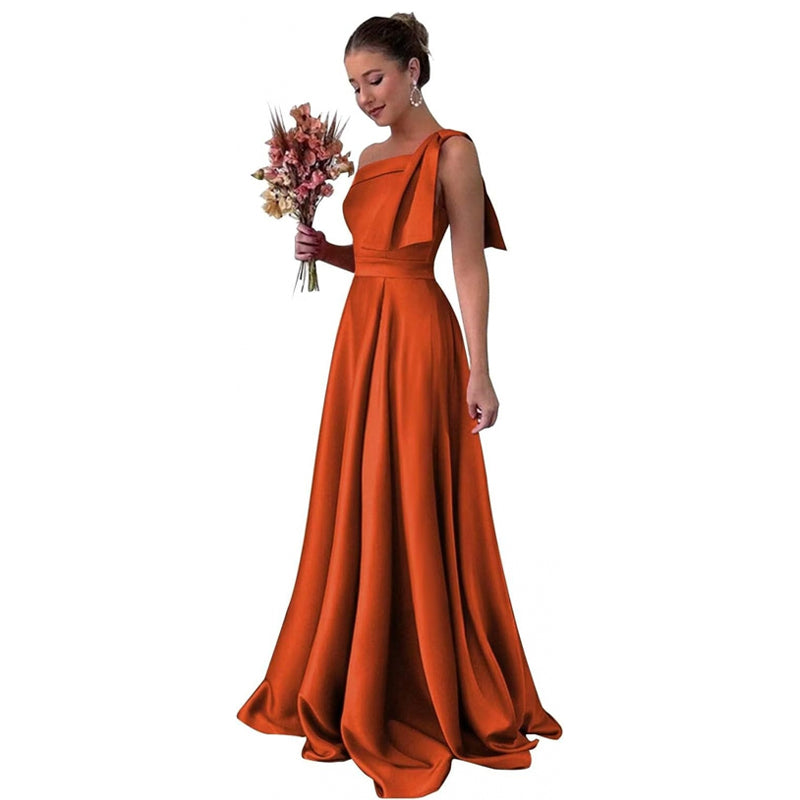 BUCHUCA Celeste One-Shoulder Satin Gown