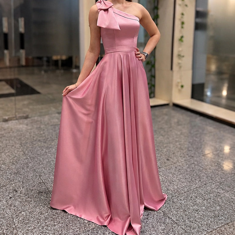 BUCHUCA Celeste One-Shoulder Satin Gown