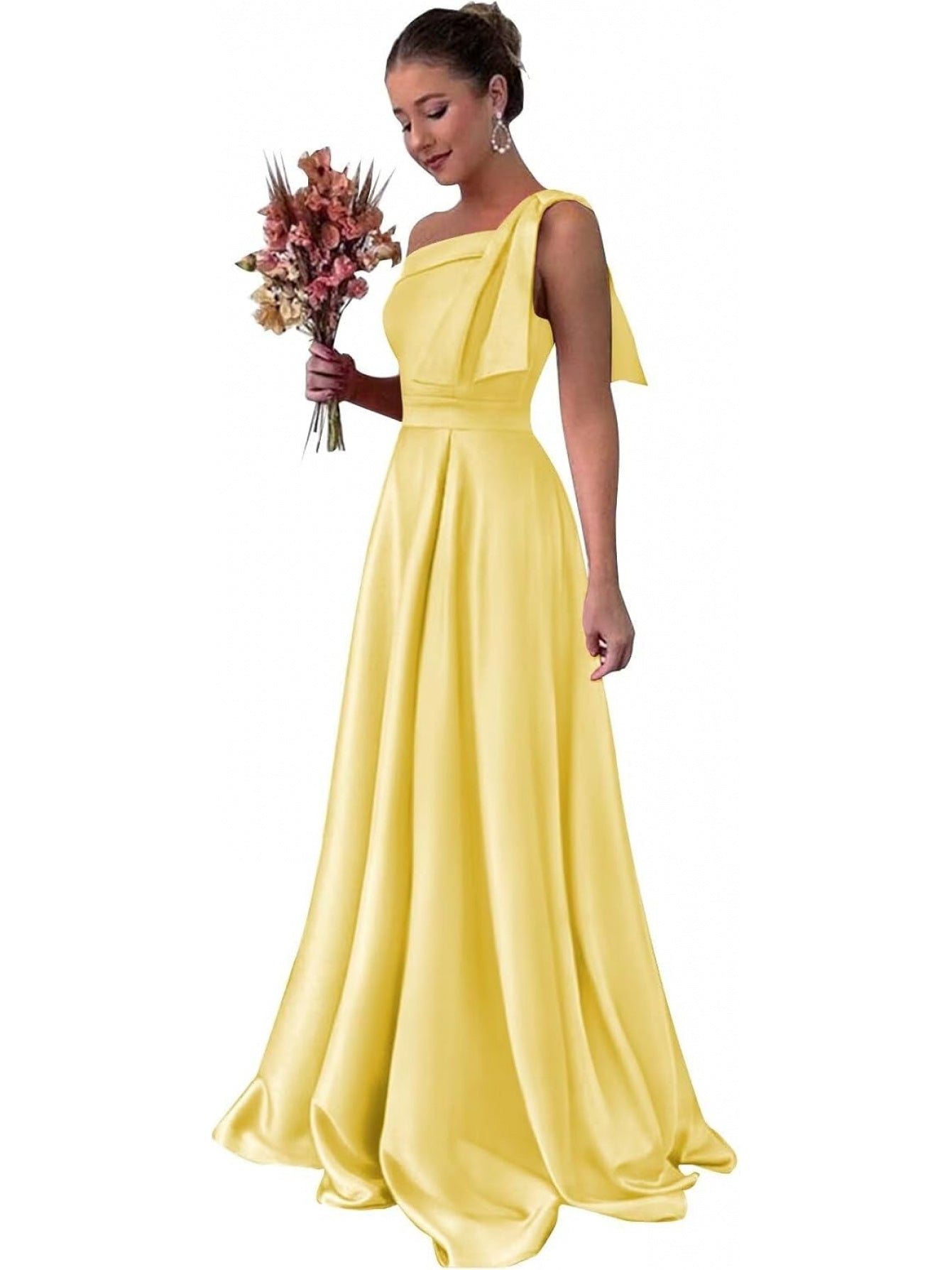 BUCHUCA Celeste One-Shoulder Satin Gown