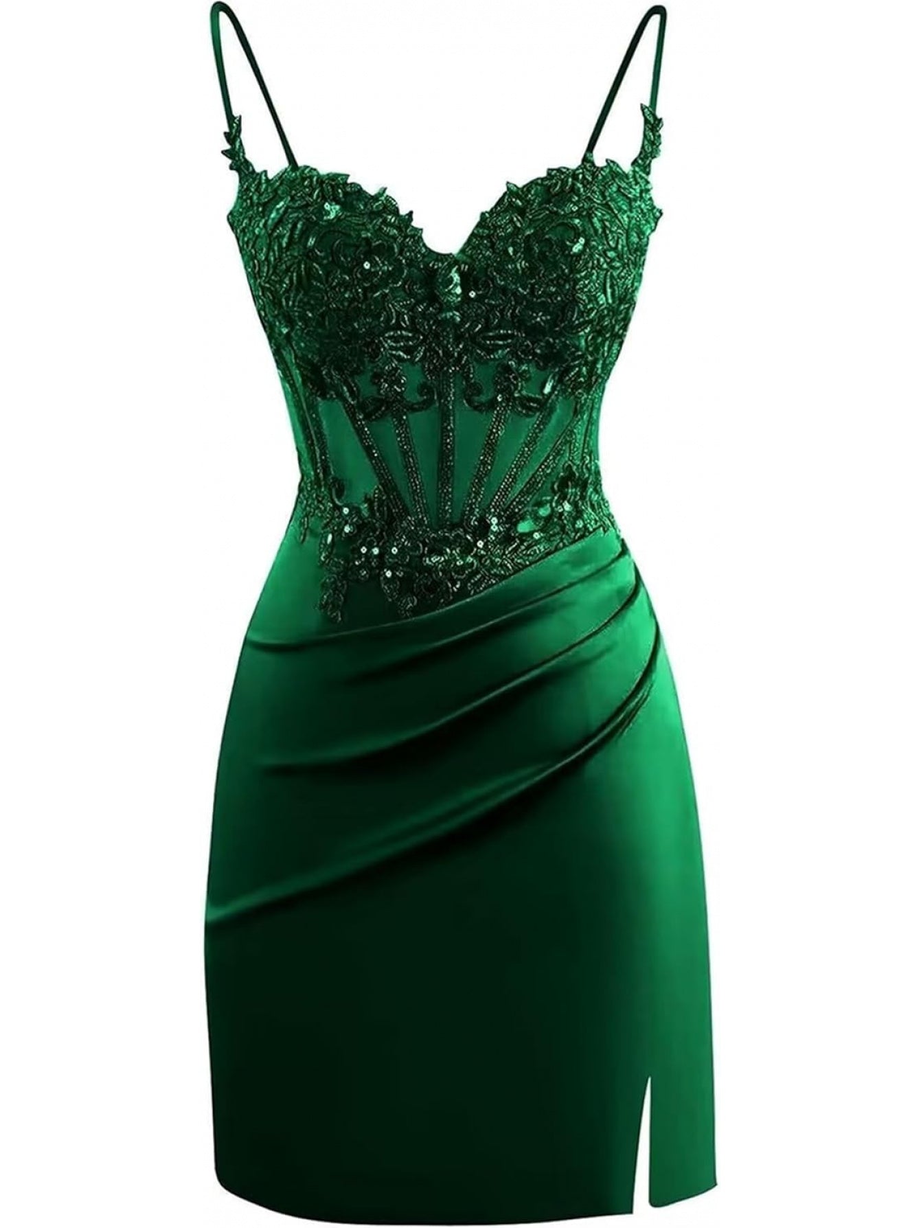 BUCHUCA Teen Homecoming Dress – Lace Applique Corset Satin Mini Cocktail Dress