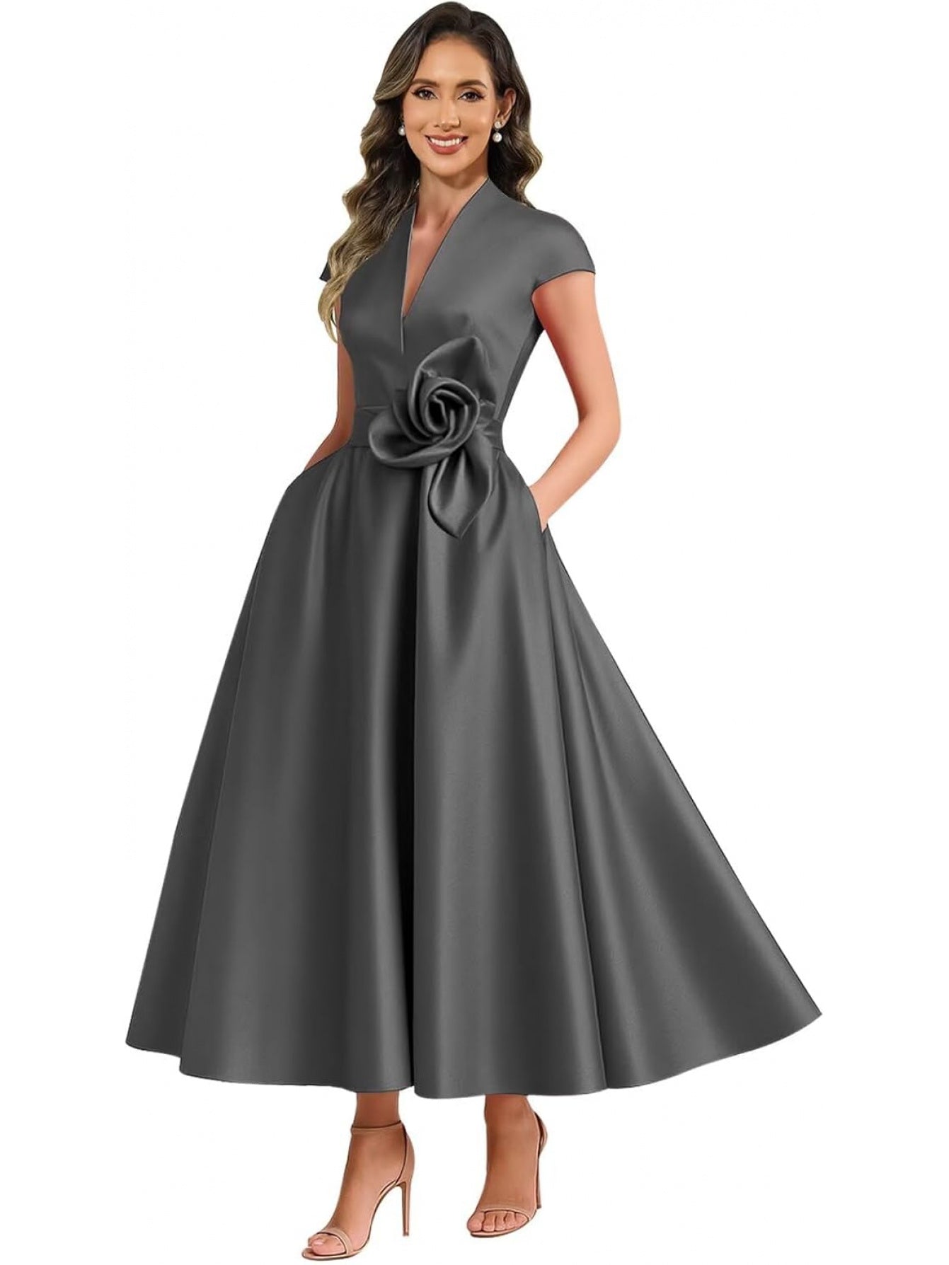 BUCHUCA Evelyn Satin Ruffle Gown