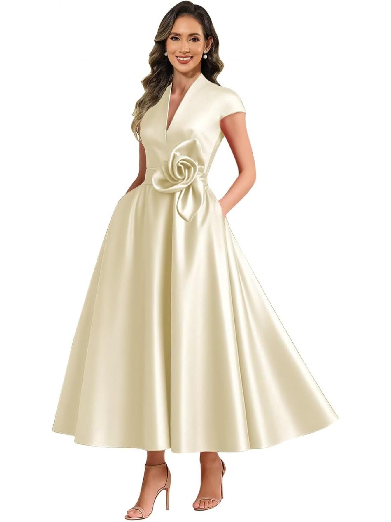 BUCHUCA Evelyn Satin Ruffle Gown
