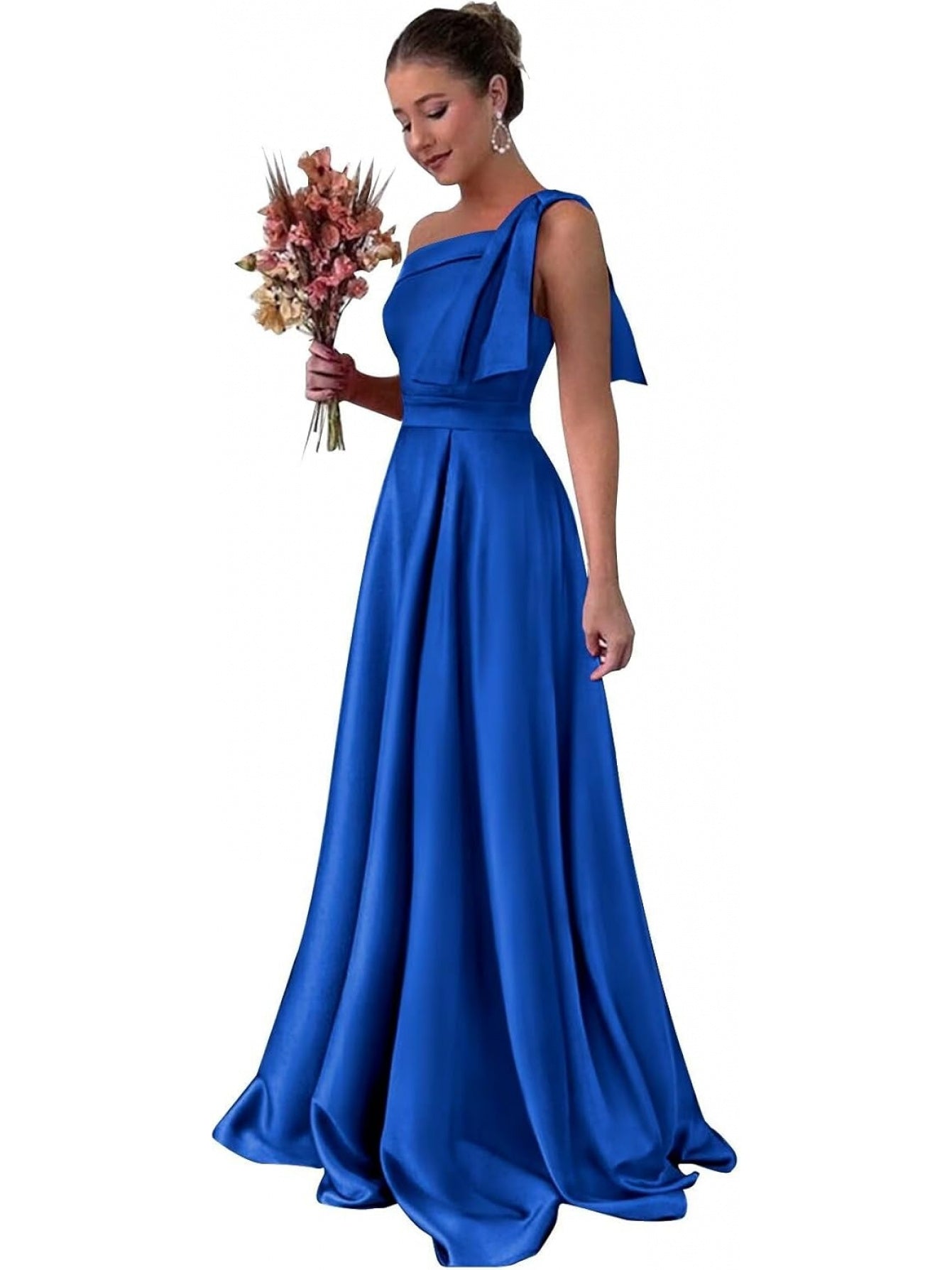 BUCHUCA Celeste One-Shoulder Satin Gown