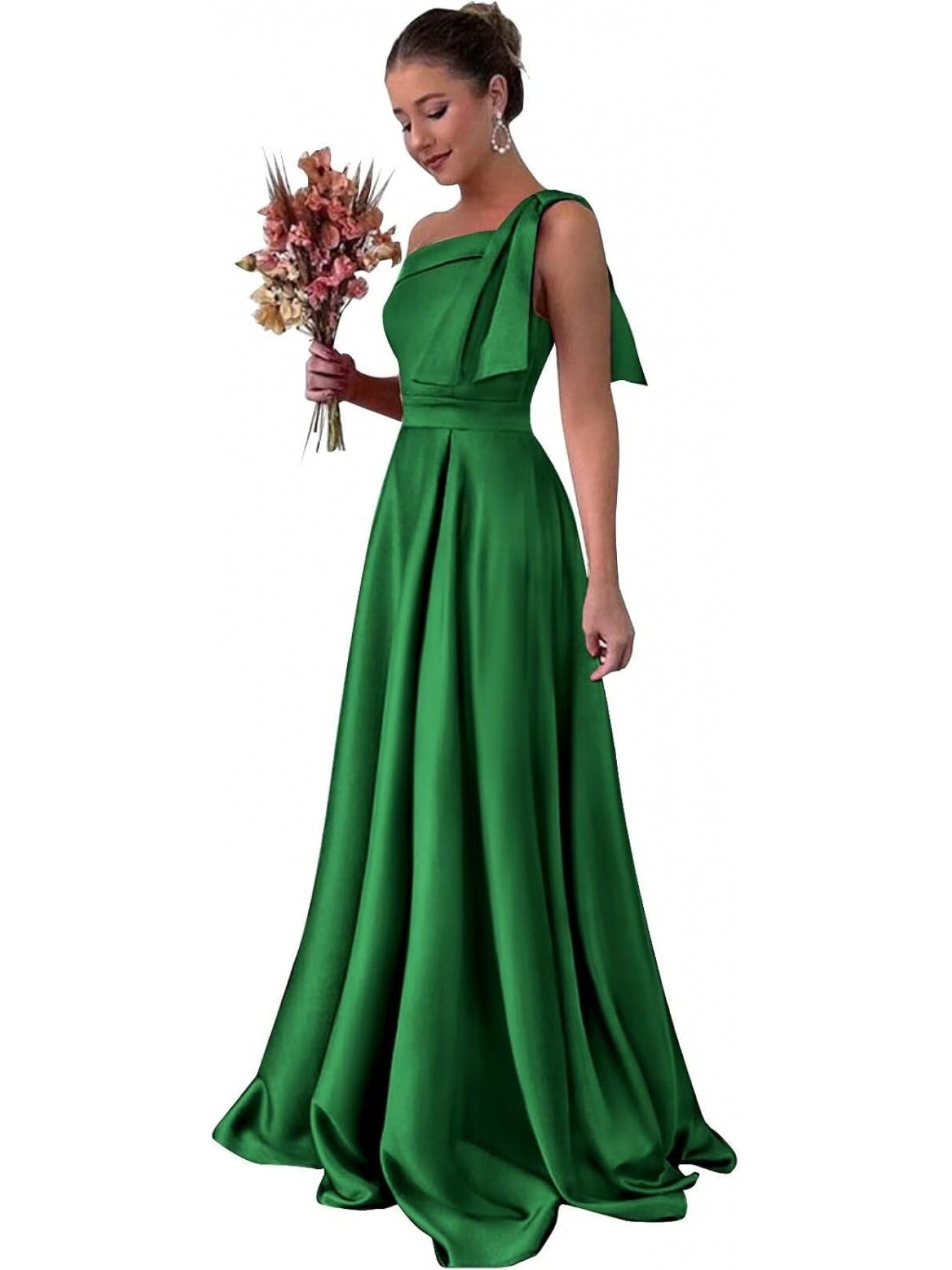 BUCHUCA Celeste One-Shoulder Satin Gown